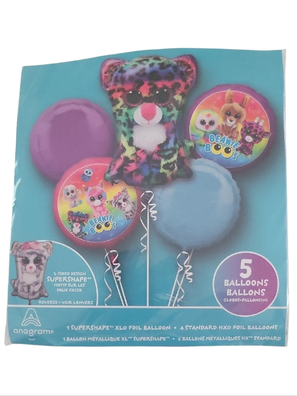 Beanie Boos Multicolor Plush Bear Foil Balloon Bouquet - - Picture 2 of 3